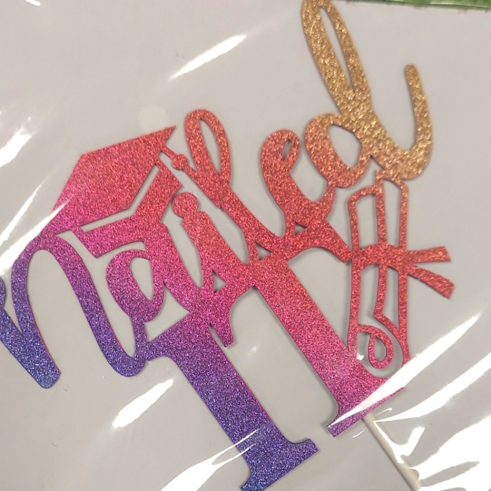 2026 Premium Glitter Nailed It Cake Topper Congrats Graduation Cake Decorations